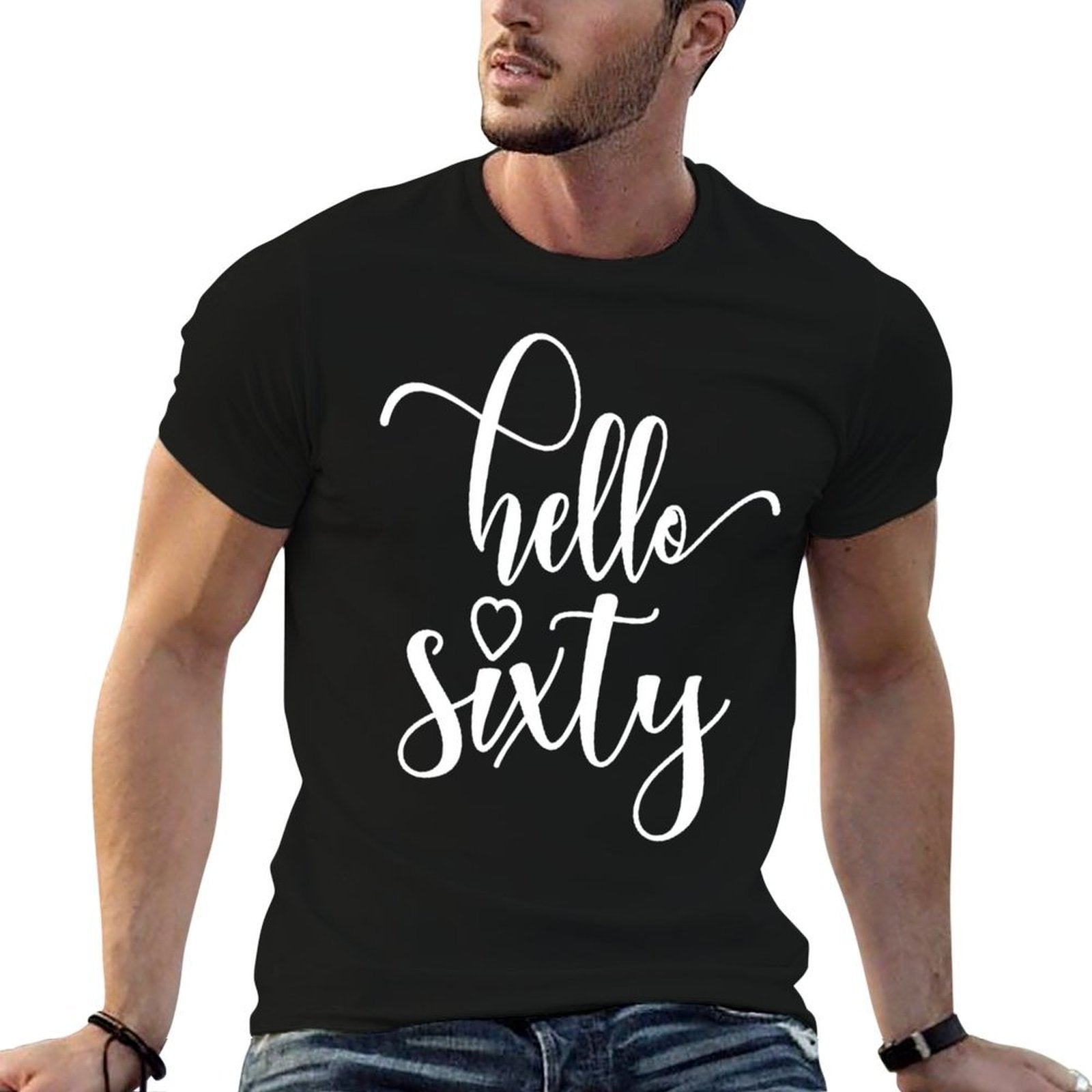 60th Birthday, For Women, Hello Sixty, 60 Years Old, Cute Sweatshirt  Heathered Texture T-Shirt