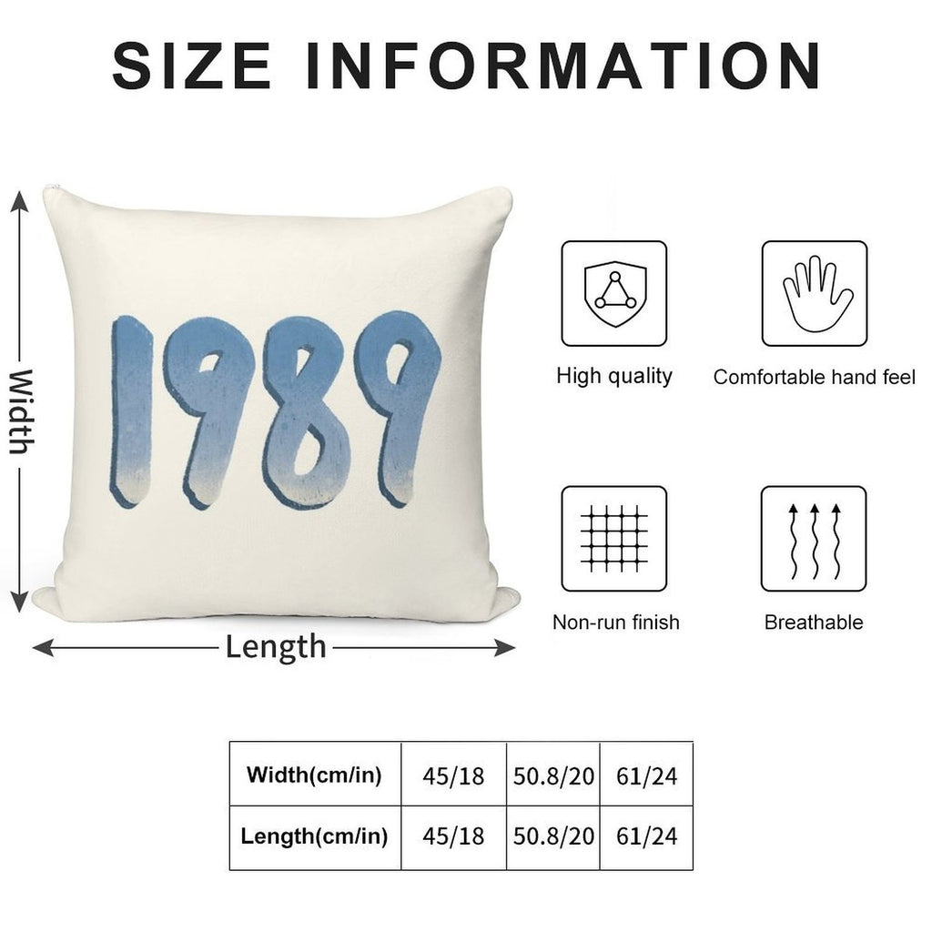 1989 Soft Short Plush Fabric Throw Pillow