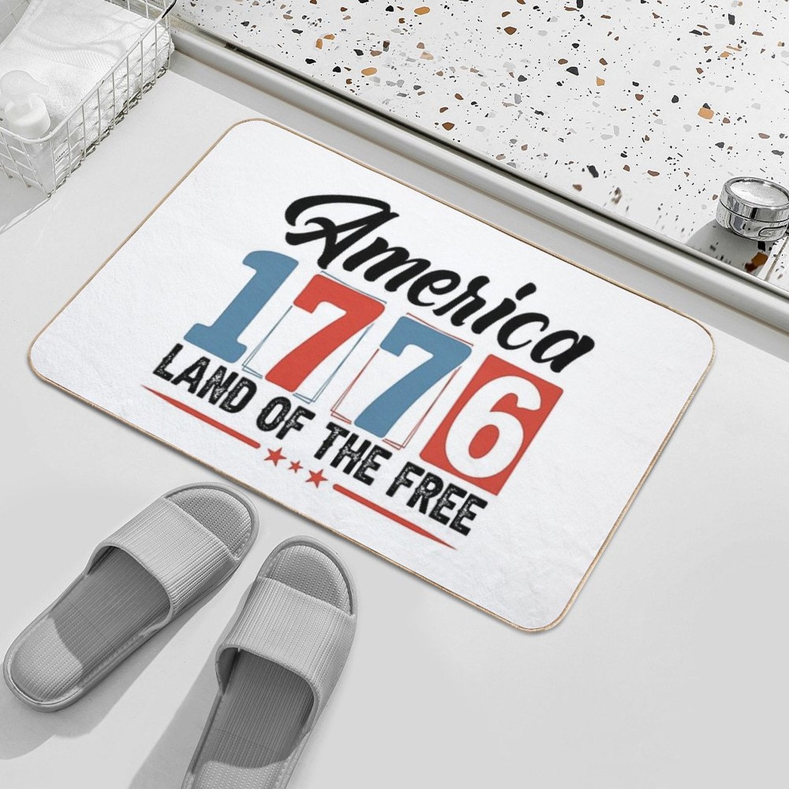 1776 American Independence Vintage Numbers Shirt  Absorbent Bath Mat