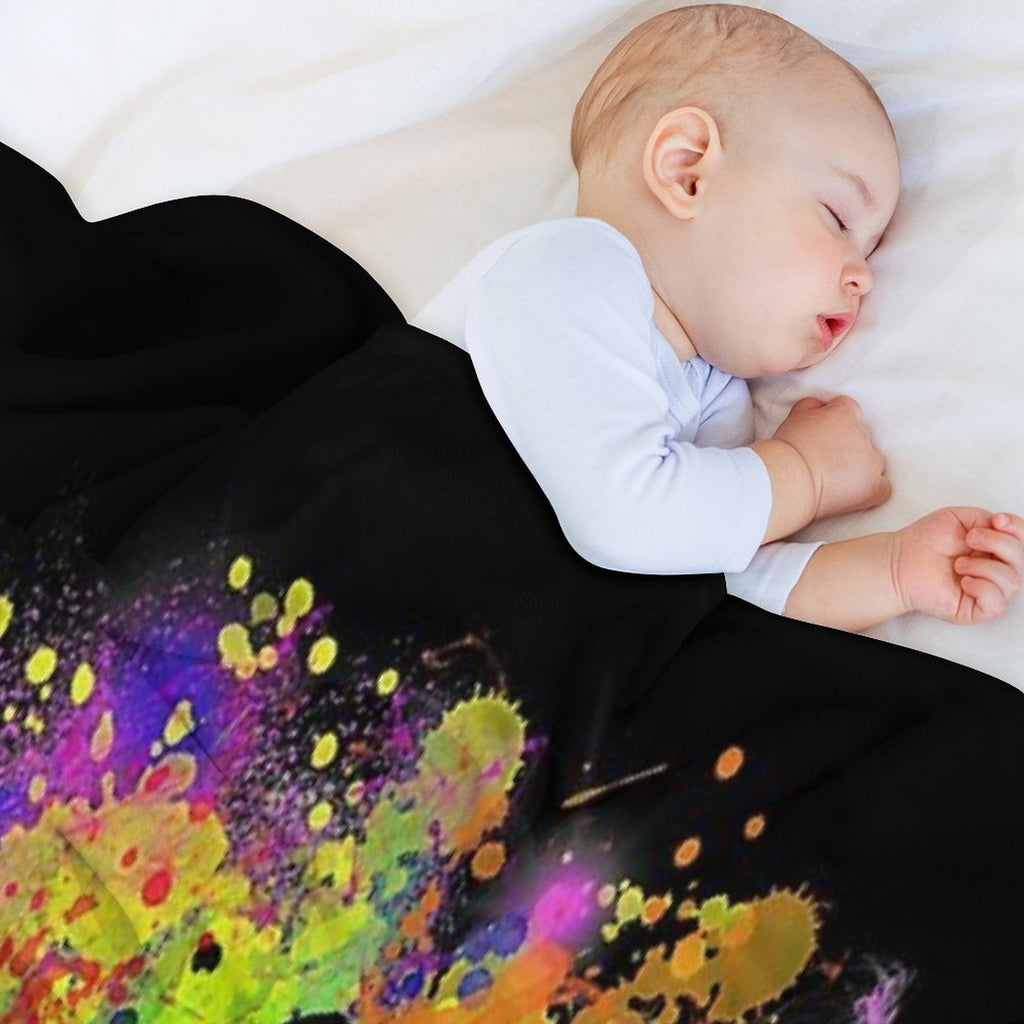 Extreme Sports BMX Bike Coloured Splash Illustration Wrinkle-free Throw Blanket