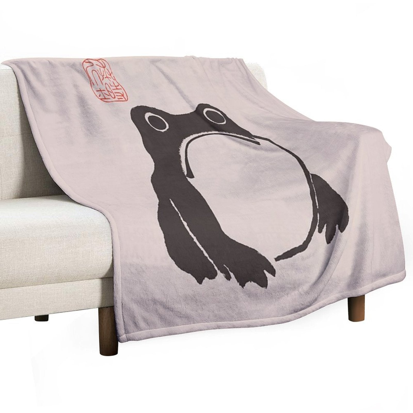 Matsumoto Hoji Frog Art Vintage Japanese Woodblock Artwork Wrinkle-free Throw Blanket