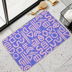 Shapes And Glyphs - Bold Brushstroke Abstract in Pink And Blue  Long-Lasting Bath Mat