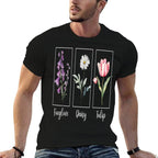 Subtle Floral Foxglove Daisy Tulip Flowers Women  Summer-ready Fabric T-Shirt