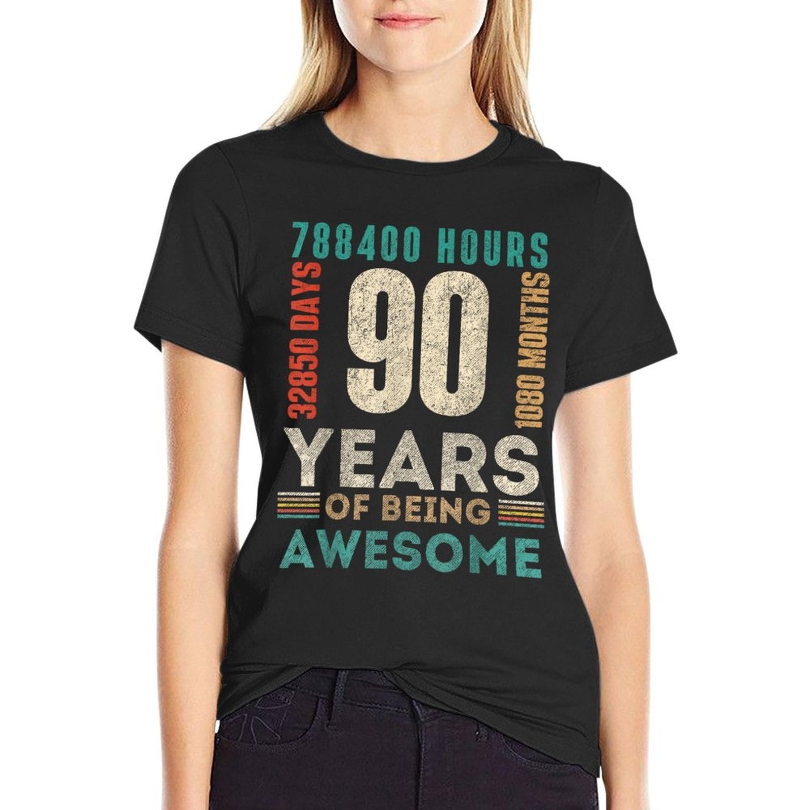 90th Birthday Hours Days Months 90 Years Old Bday  Moisture-wicking T-Shirt