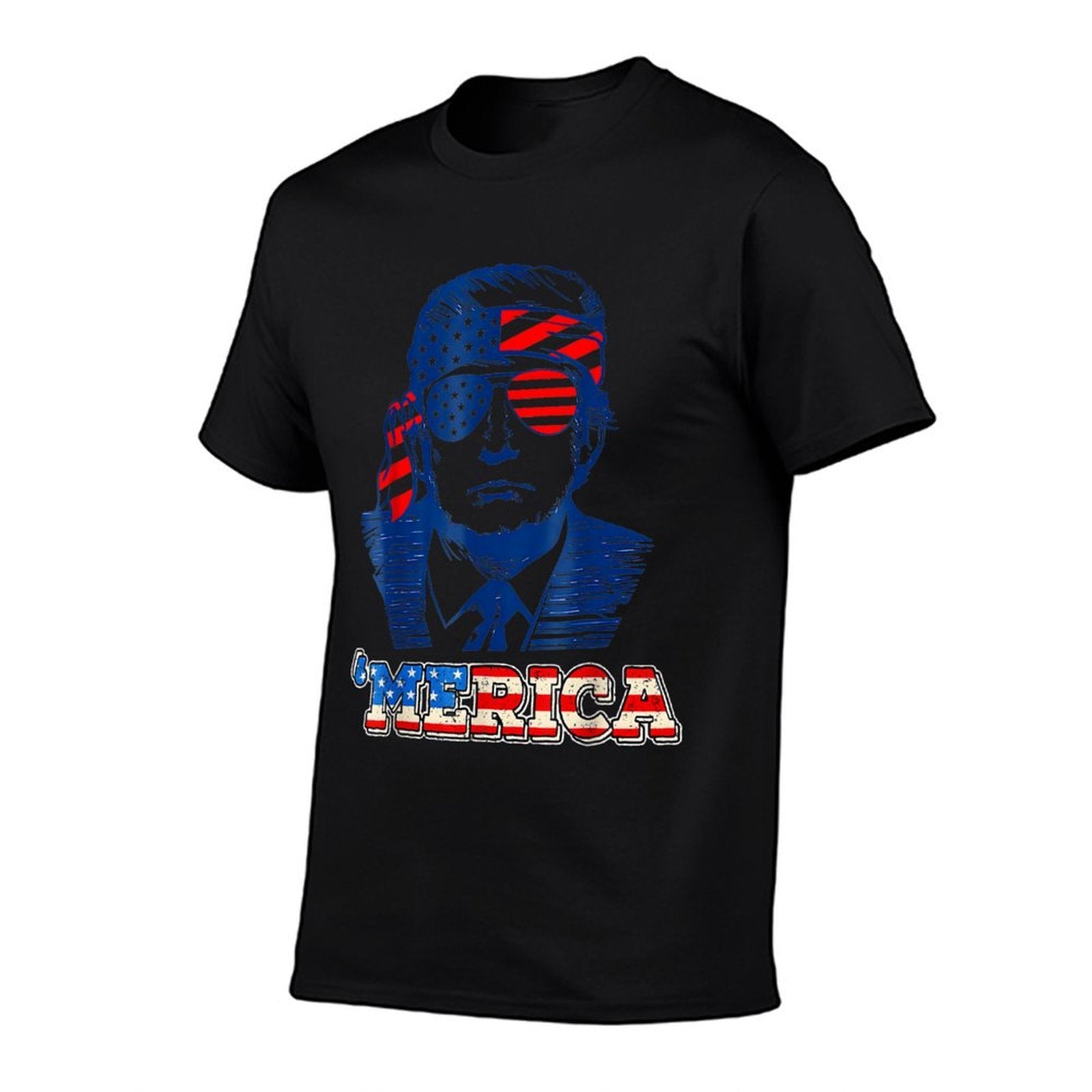 'MERICA TRUMP Happy 4th Of July Trump American  Stretchy T-Shirt