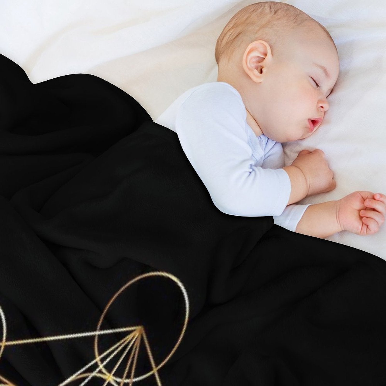 Metatron's Cube Golden Line Versatility Throw Blanket