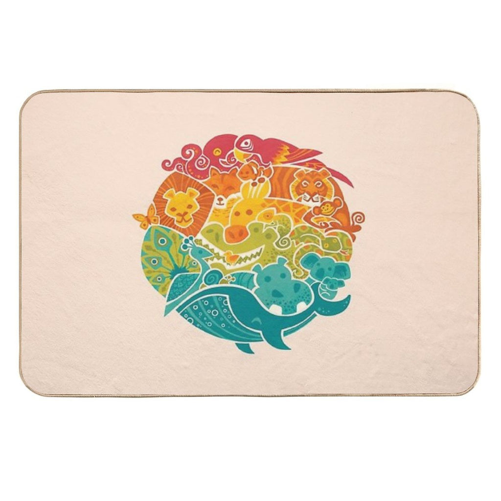 Animal Rainbow - Cream  Long-Lasting Bath Mat