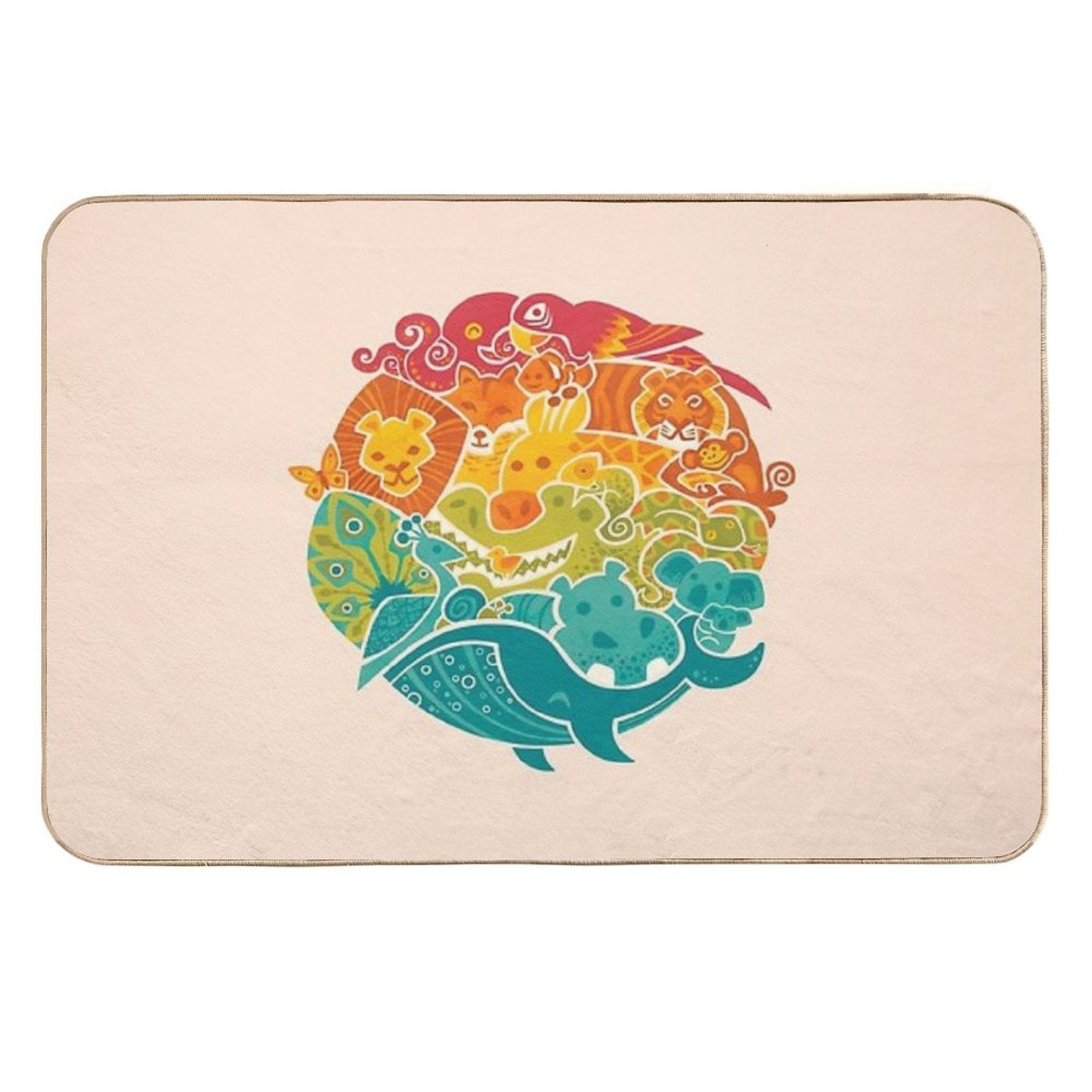 Animal Rainbow - Cream  Long-Lasting Bath Mat