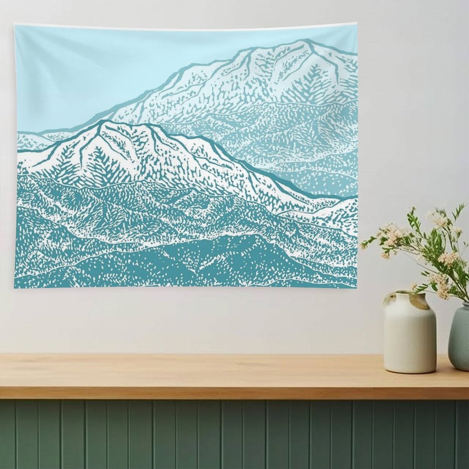 Distant Snow- 遠雪  Linocut Tapestry