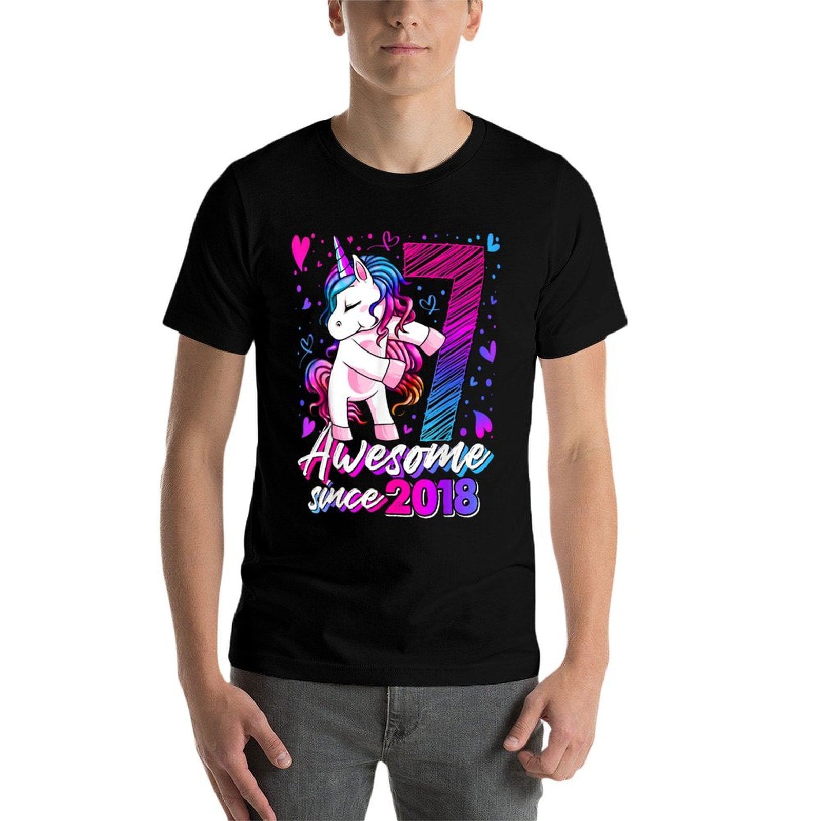 7 Year Old Unicorn Gifts For Girls 7th Birthday Girl Party  Lightweight T-Shirt