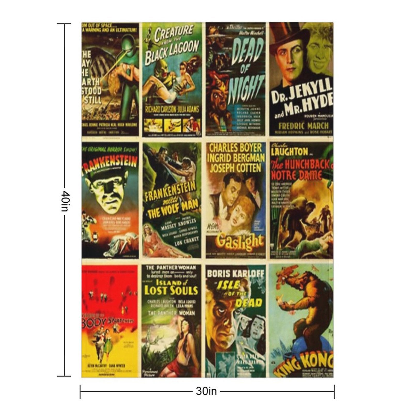 Vintage Classic Horror Monster Movie Posters Comfort Throw Blanket