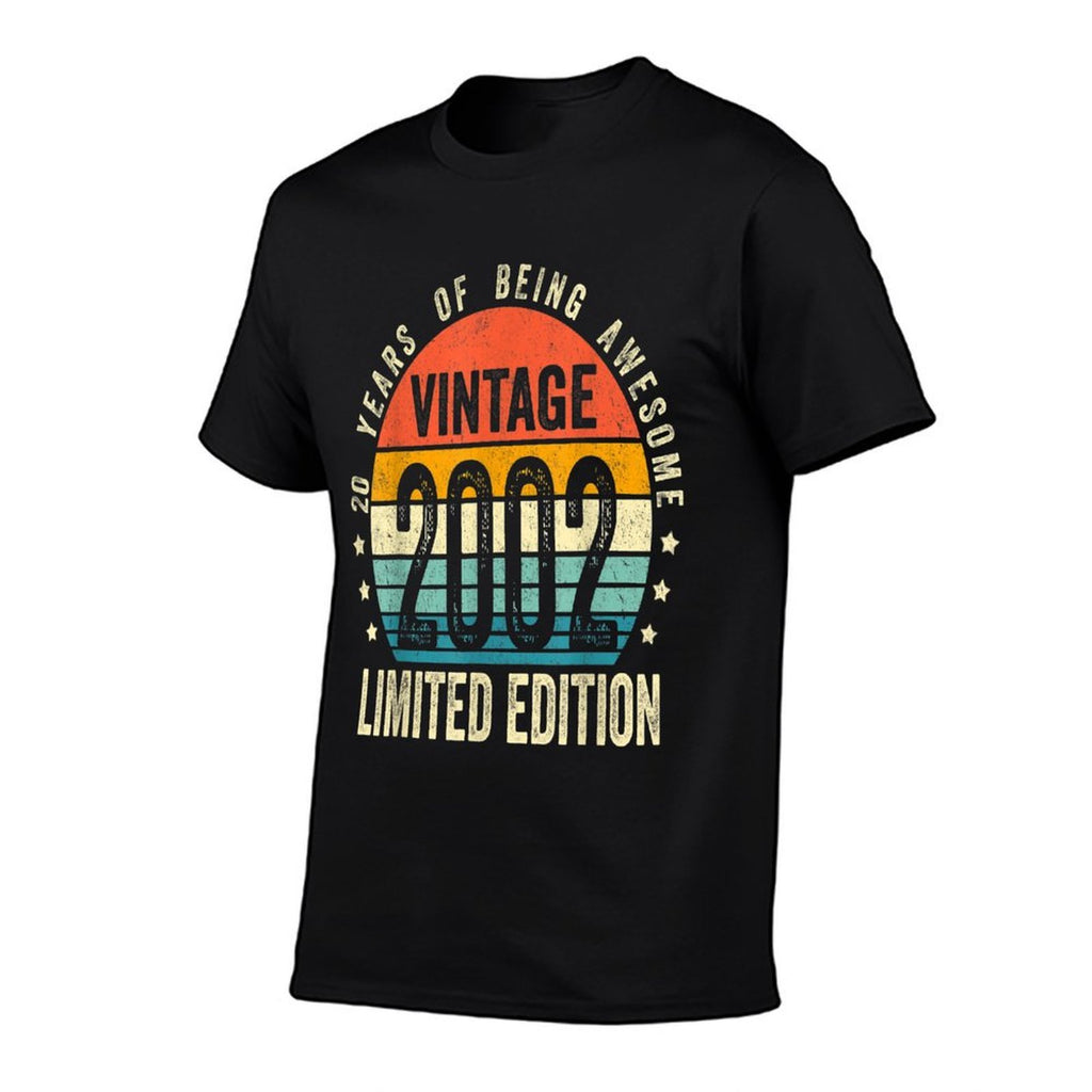 20 Year Old Gifts Vintage 2002 Limited Edition 20th Birthday  Ribbed Collar T-Shirt