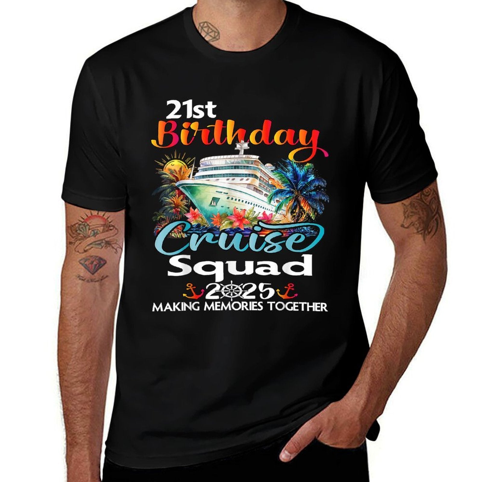 21st Birthday Cruise Squad Friends Family Vacation Matching  Durable T-Shirt