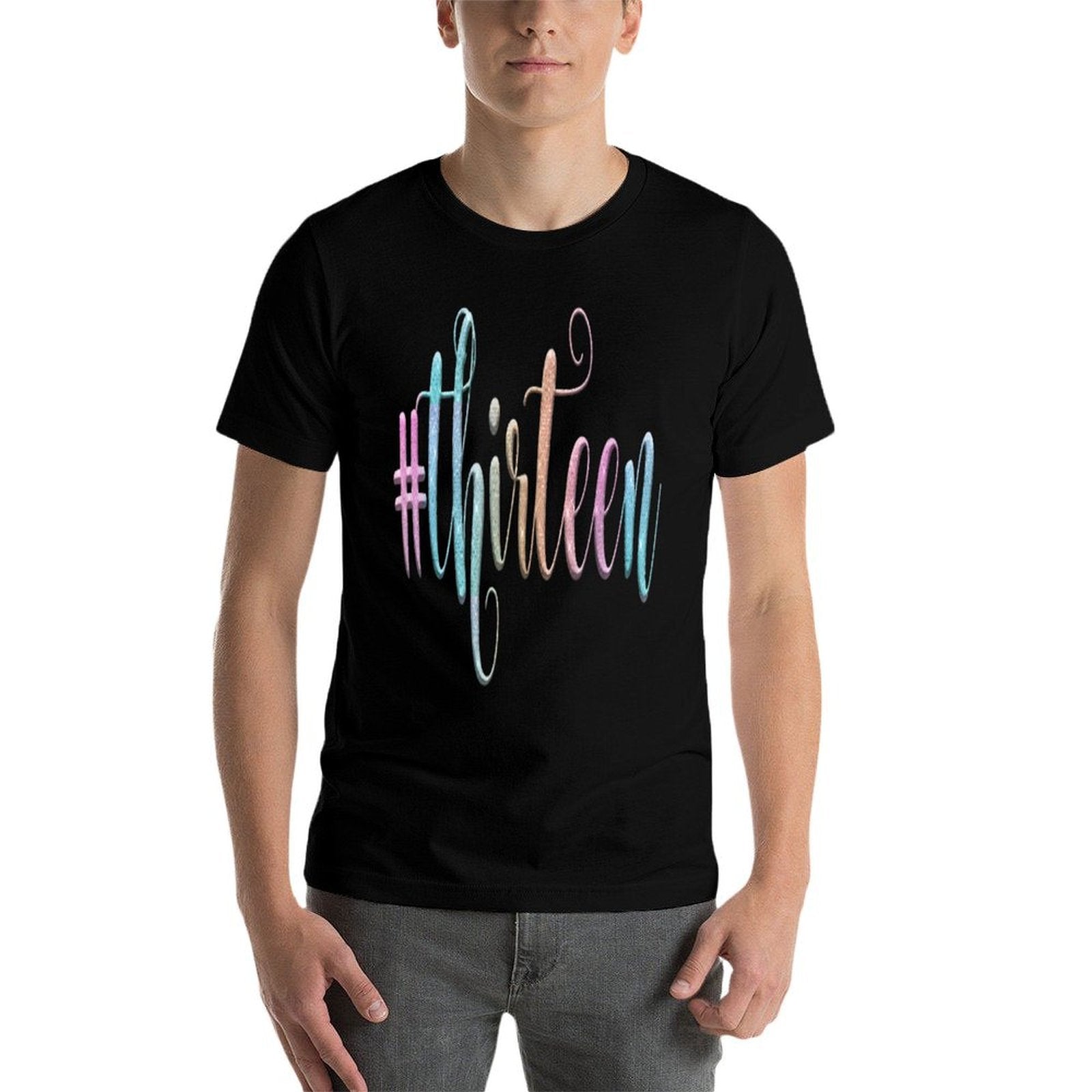 13th Birthday Girls Blue Galaxy 13 13 Official  Oversized Silhouette T-Shirt