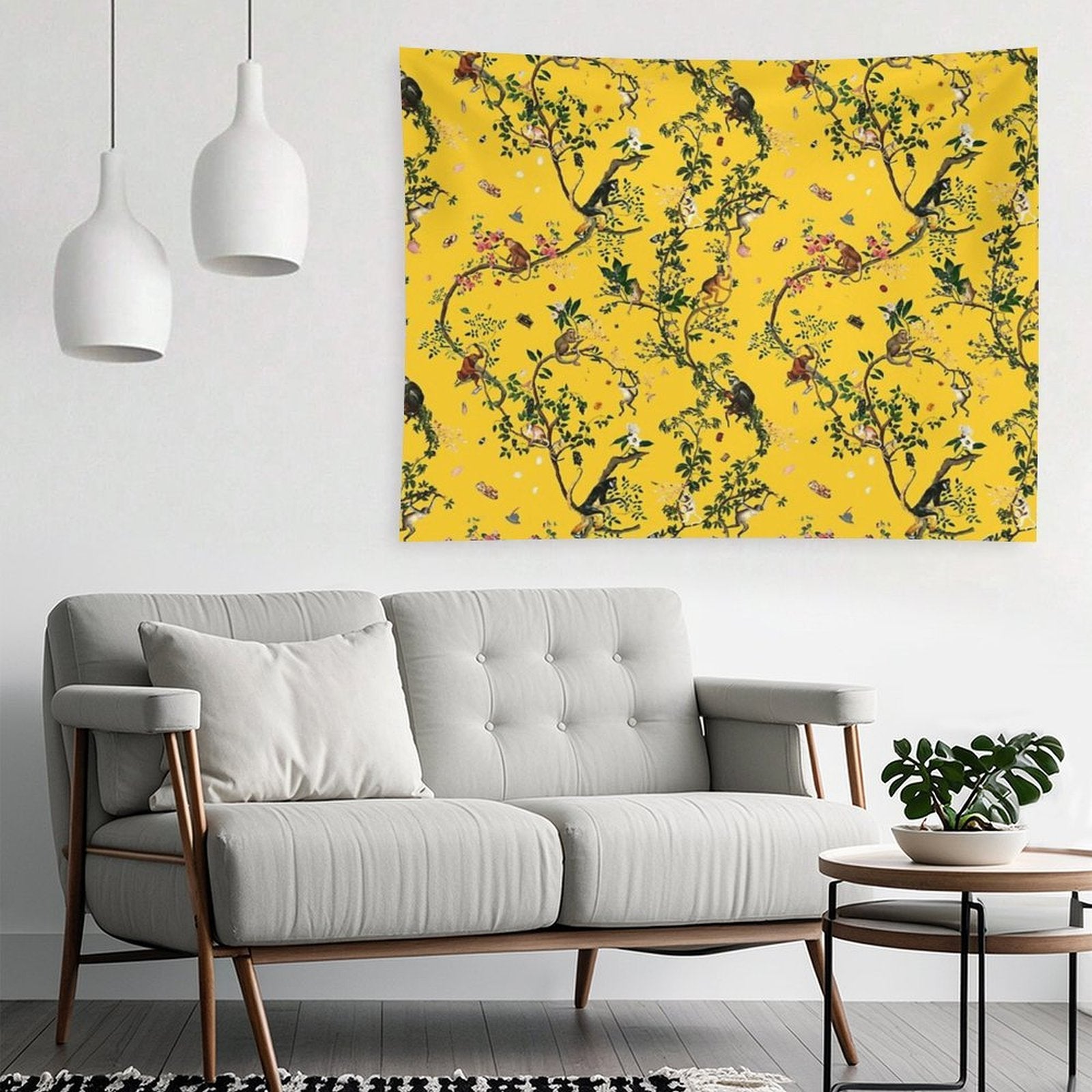 Monkey World Yellow Tapestry