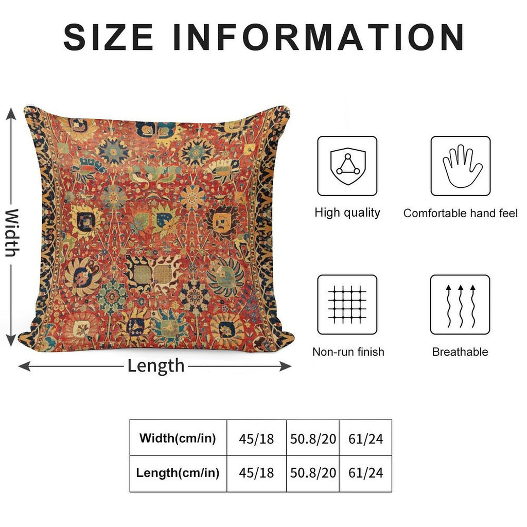 17th Century Isfahan Or Kerman Persian Rug Print Soft Skin-Friendly Throw Pillow