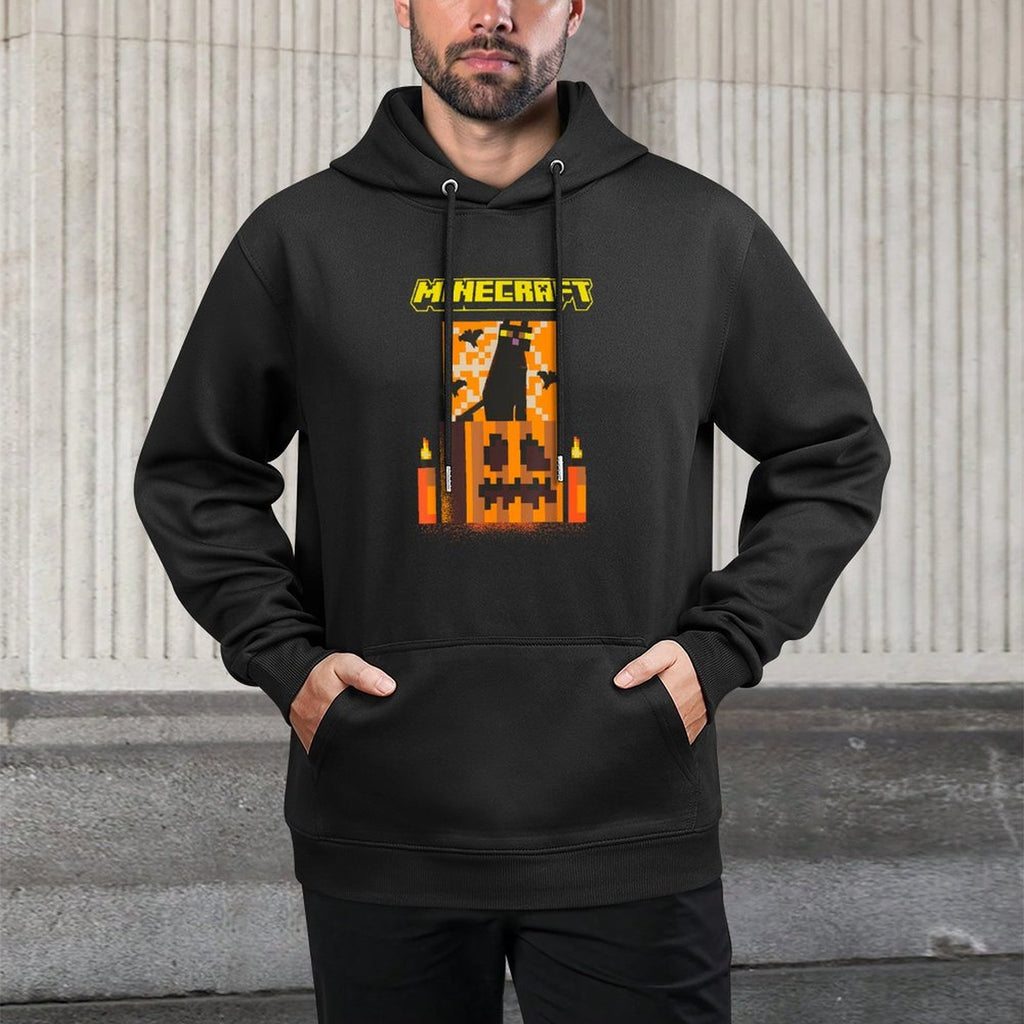 Minecraft Halloween Black Cat On Pumpkin Scene Pilling-Resistant Hoodie