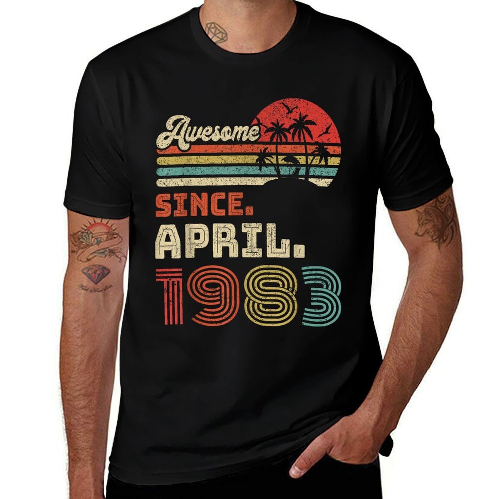 40 Year Old Awesome Since April 1983 40th Birthday  Polyester Blend T-Shirt