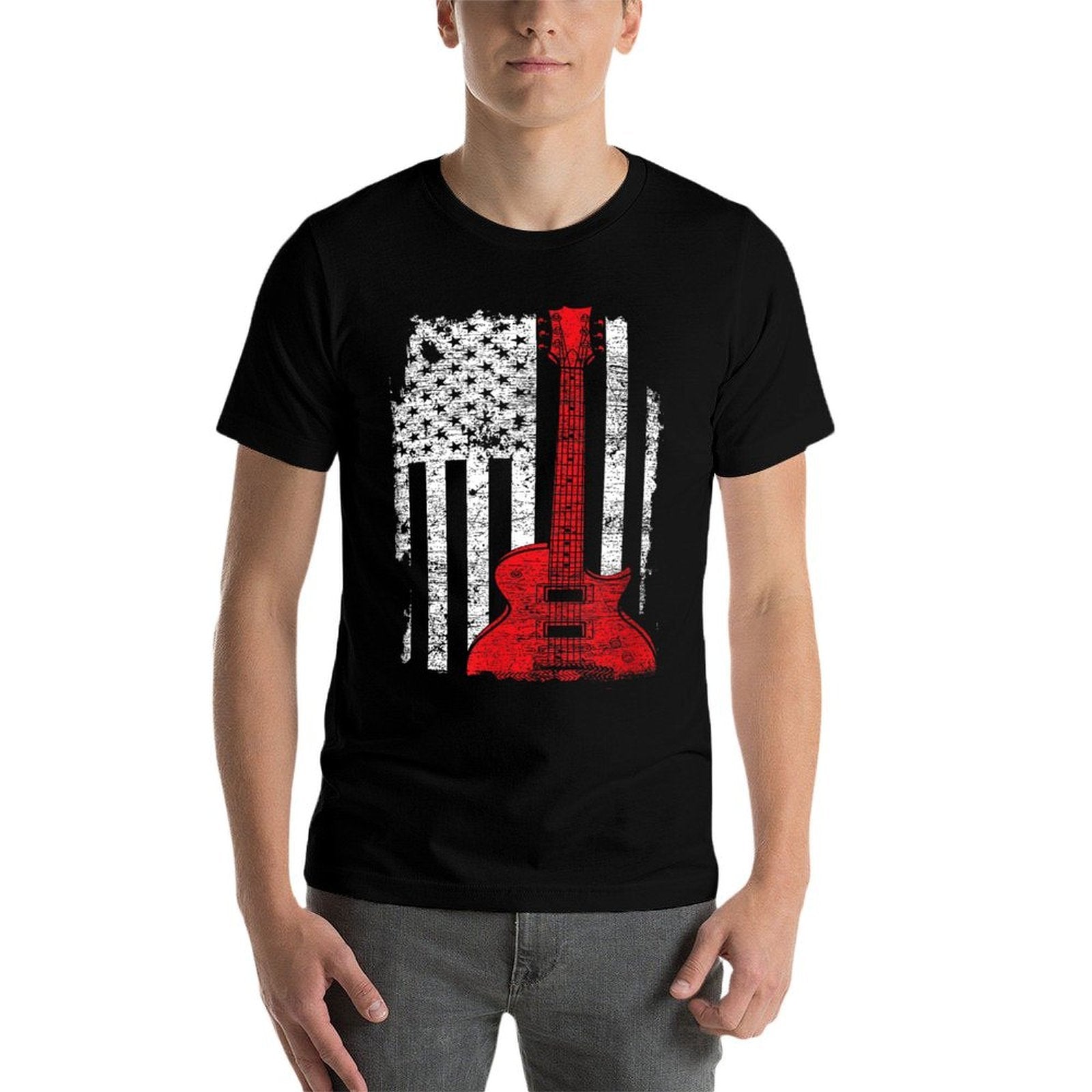 America Guitarist Music USA Guitar  Oversized Silhouette T-Shirt