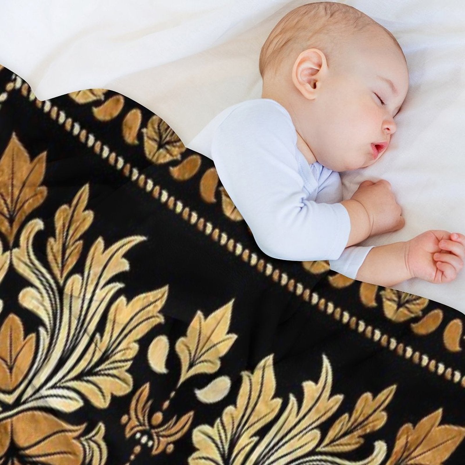 Oriental Vintage Damask Ornament - Black And Gold Comfort Throw Blanket