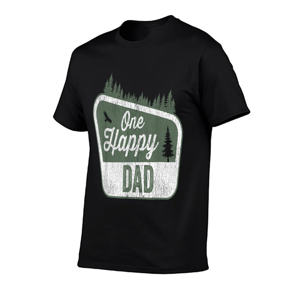 One Happy Dad Matching Family Birthday Party Camping  Summer-ready Fabric T-Shirt