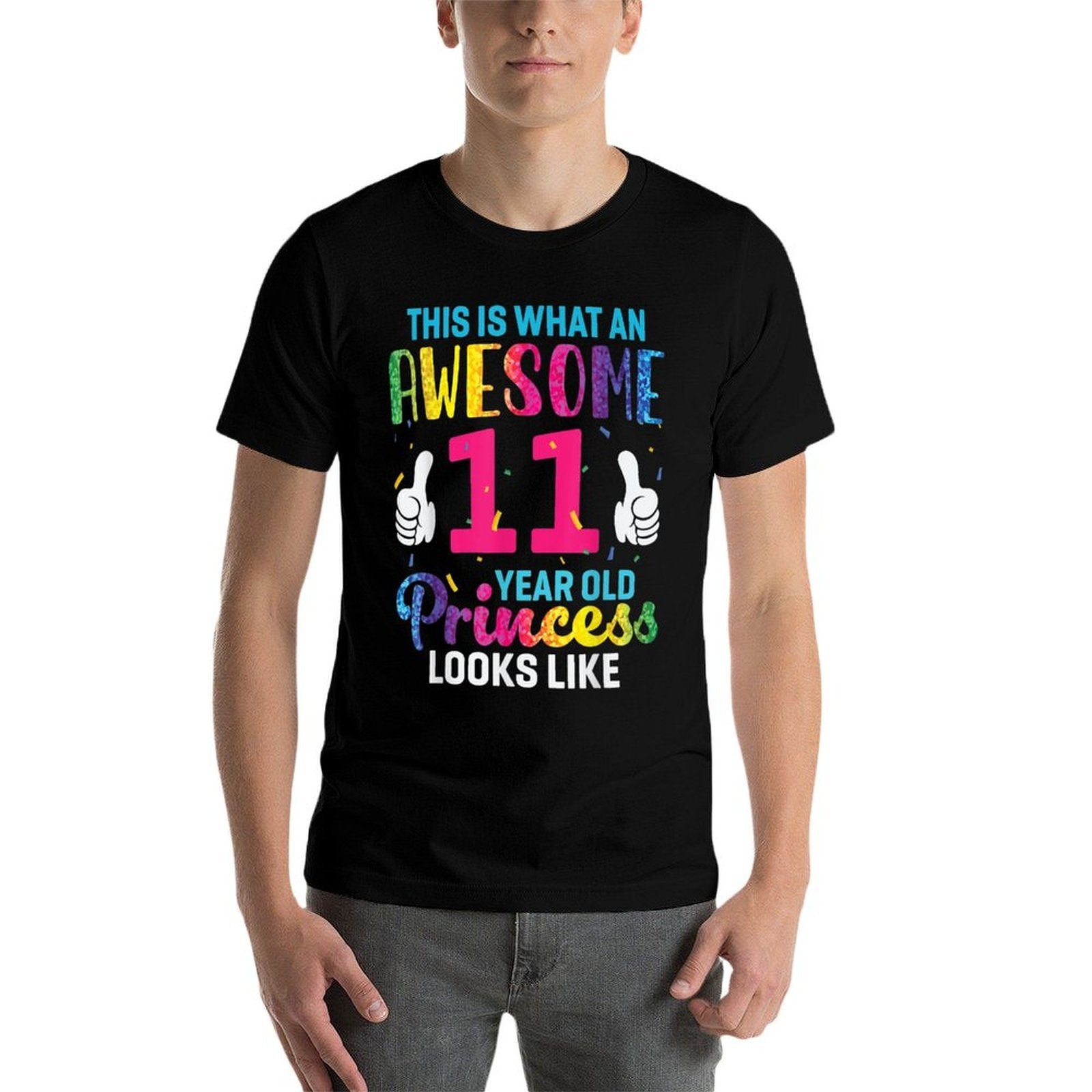 11 Years Old Princess Birthday Quote 11th B-day Kids Graphic  Oversized Silhouette T-Shirt