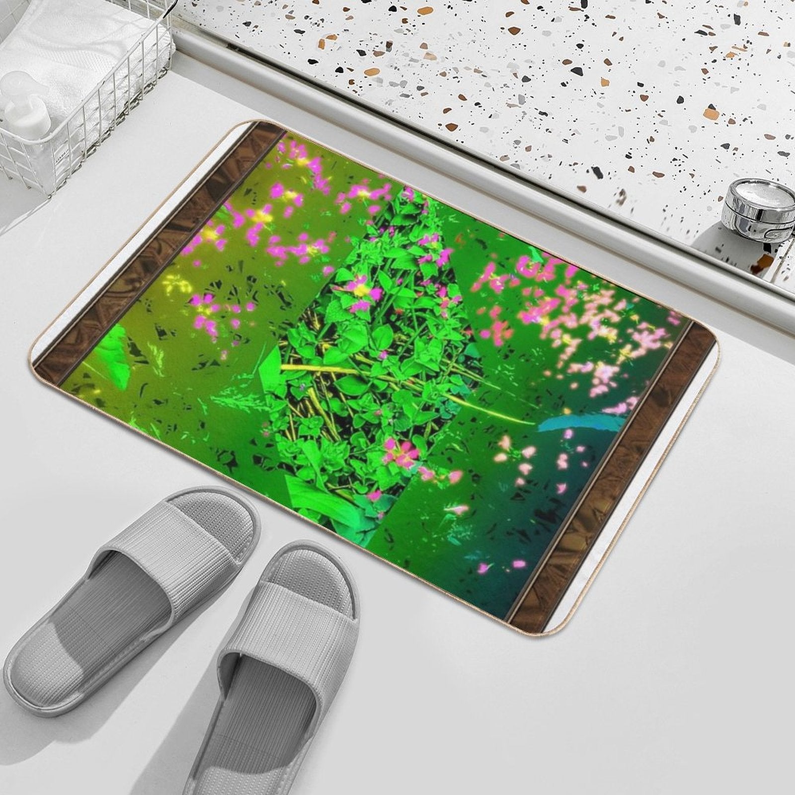 Peace Is Priceless - A Surreal Garden for Nature Lovers (Framed)  Eco-Friendly Bath Mat
