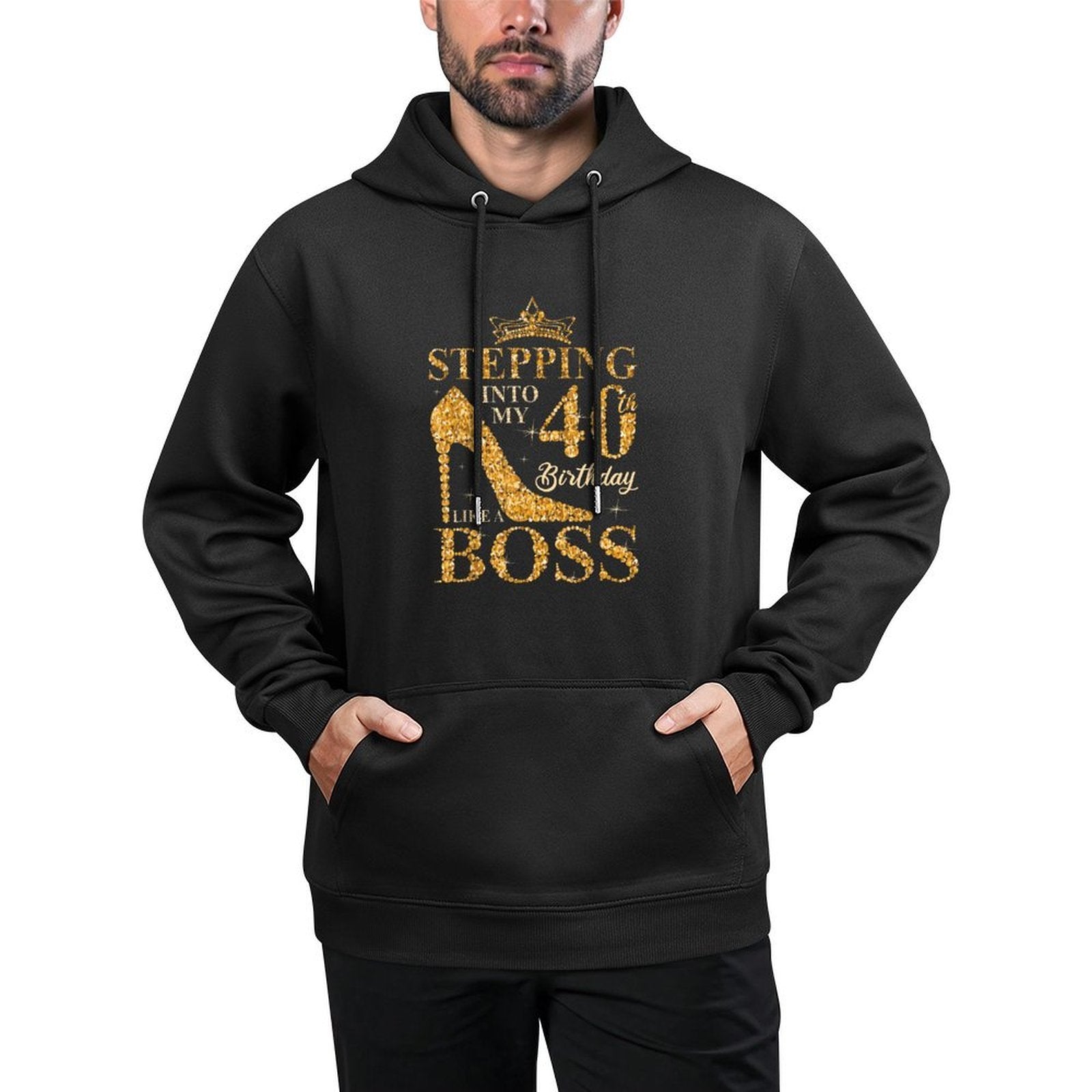 Stepping Into My 40th Birthday Like A Boss 40th B-Day Party Kangaroo Pocket Hoodie