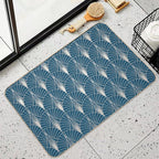 (Faux) Turquoise And (Faux) Silver Art Deco Pattern Durable Bath Mat