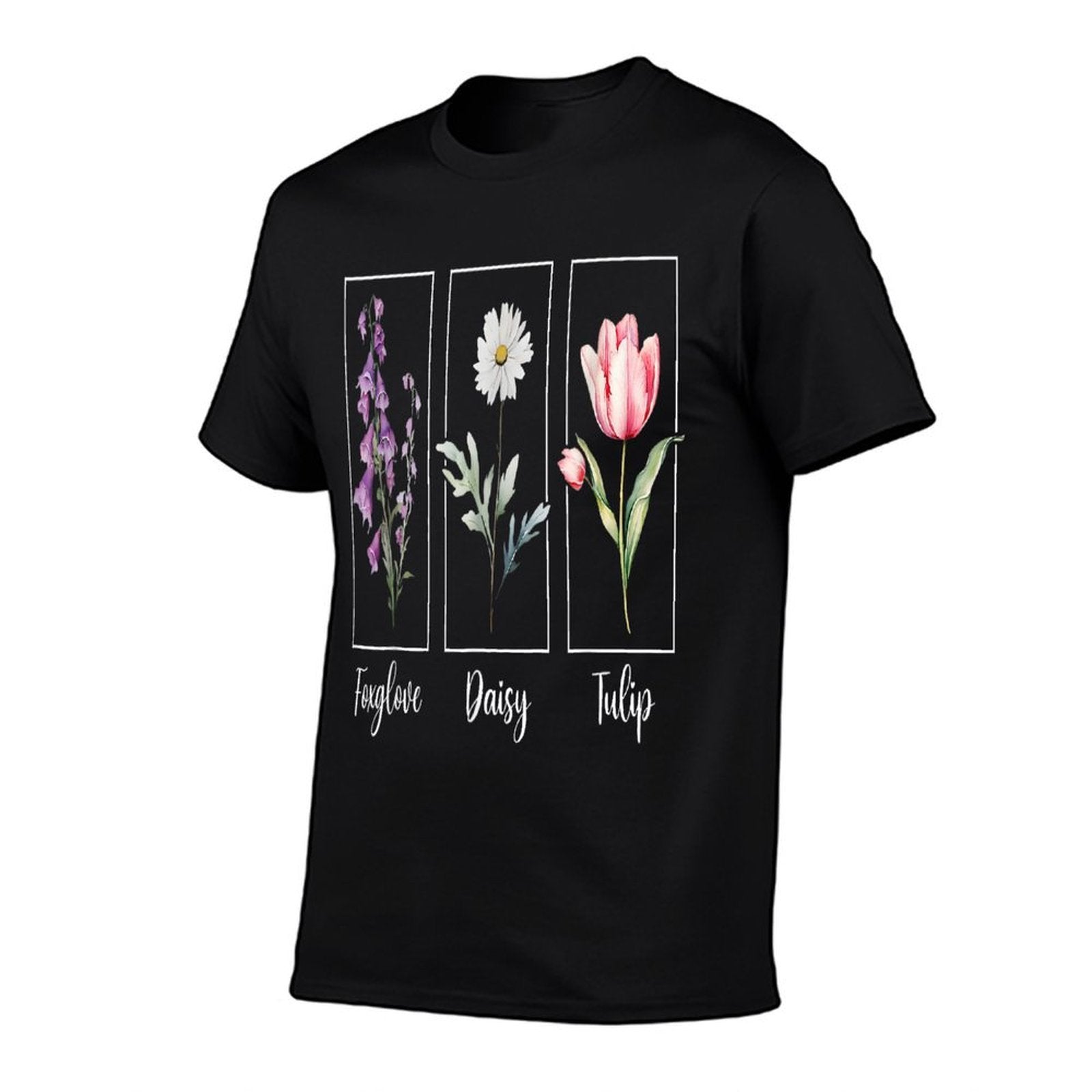 Subtle Floral Foxglove Daisy Tulip Flowers Women  Summer-ready Fabric T-Shirt