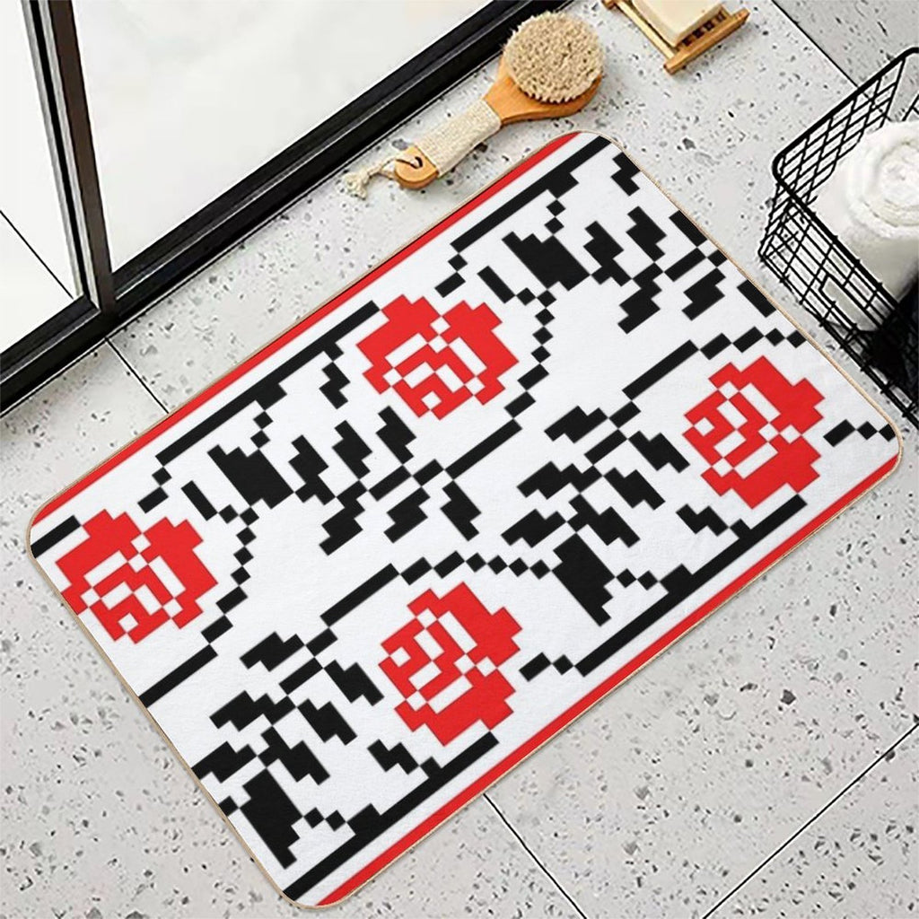 Ukrainian Traditional Embroidery of Roses  Multi-Purpose Bath Mat