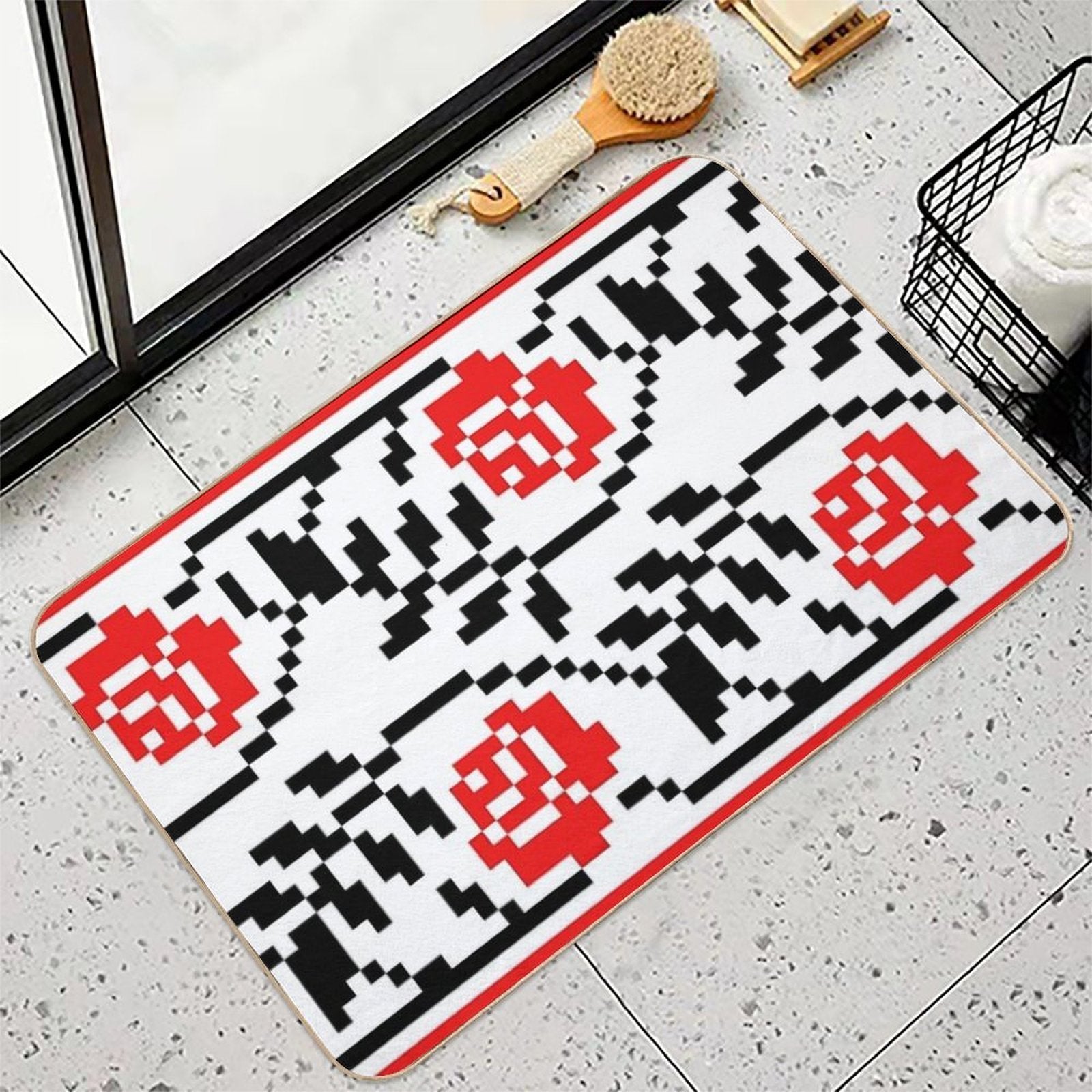 Ukrainian Traditional Embroidery of Roses  Multi-Purpose Bath Mat