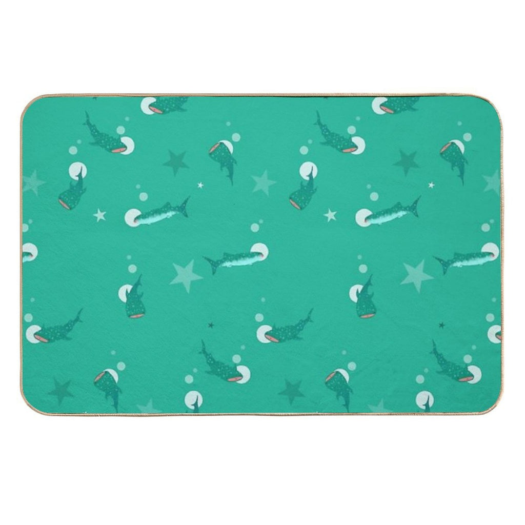 Teal Whale Shark  Easy To Clean Bath Mat