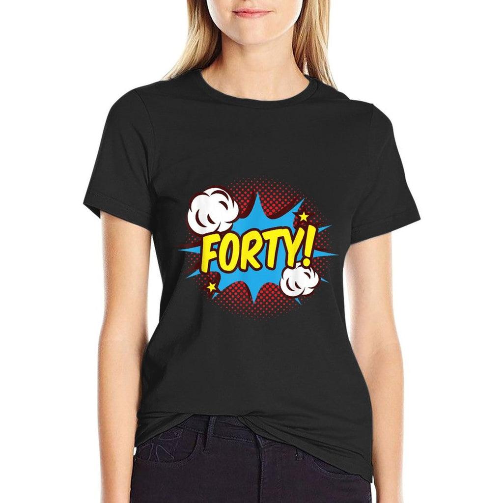 40 Years Old 40th Birthday B-day Superhero  Ribbed Collar T-Shirt