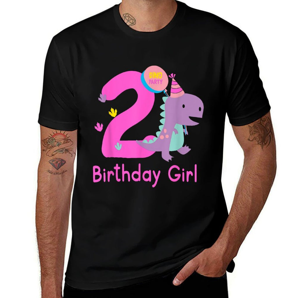 2nd Birthday Dinosaur Girl T-Rex Matching Family Party Two  Breathable T-Shirt