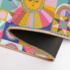 Sunny Patchwork with Aqua Blue  High-Traffic Bath Mat