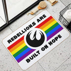 Star Pride - Starbird Hope on Pride Flag  Repositionable Bath Mat