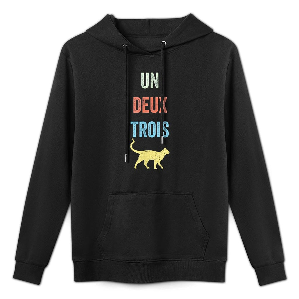 Un Deux Trois Cat Cute Vintage French Pun Cat Lovers Gift Machine Washable Hoodie