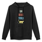 Un Deux Trois Cat Cute Vintage French Pun Cat Lovers Gift Machine Washable Hoodie