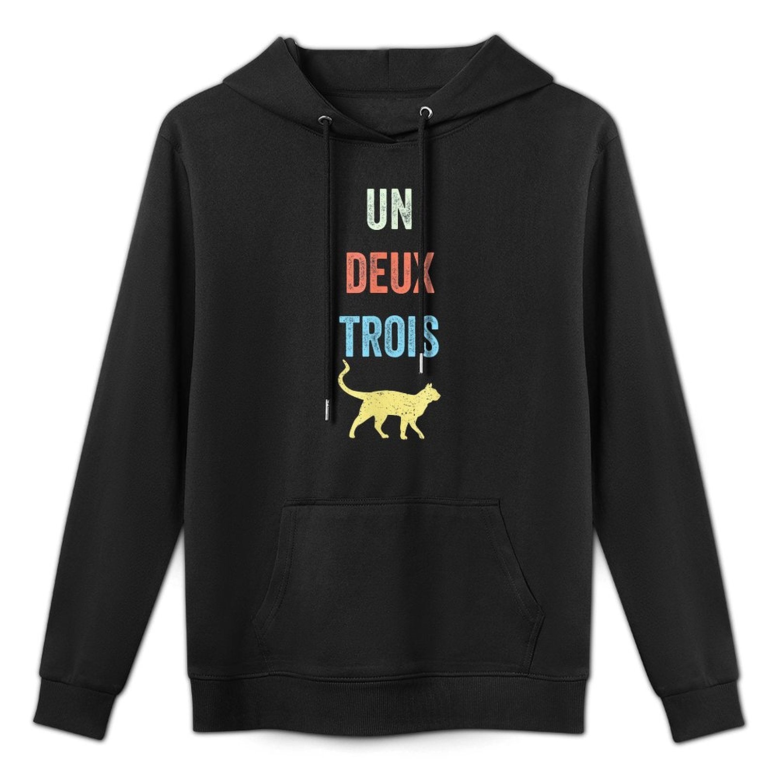 Un Deux Trois Cat Cute Vintage French Pun Cat Lovers Gift Machine Washable Hoodie