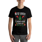 Most Likely To Bring Home A Stray Cat Group Matching Xmas  Ribbed Collar T-Shirt