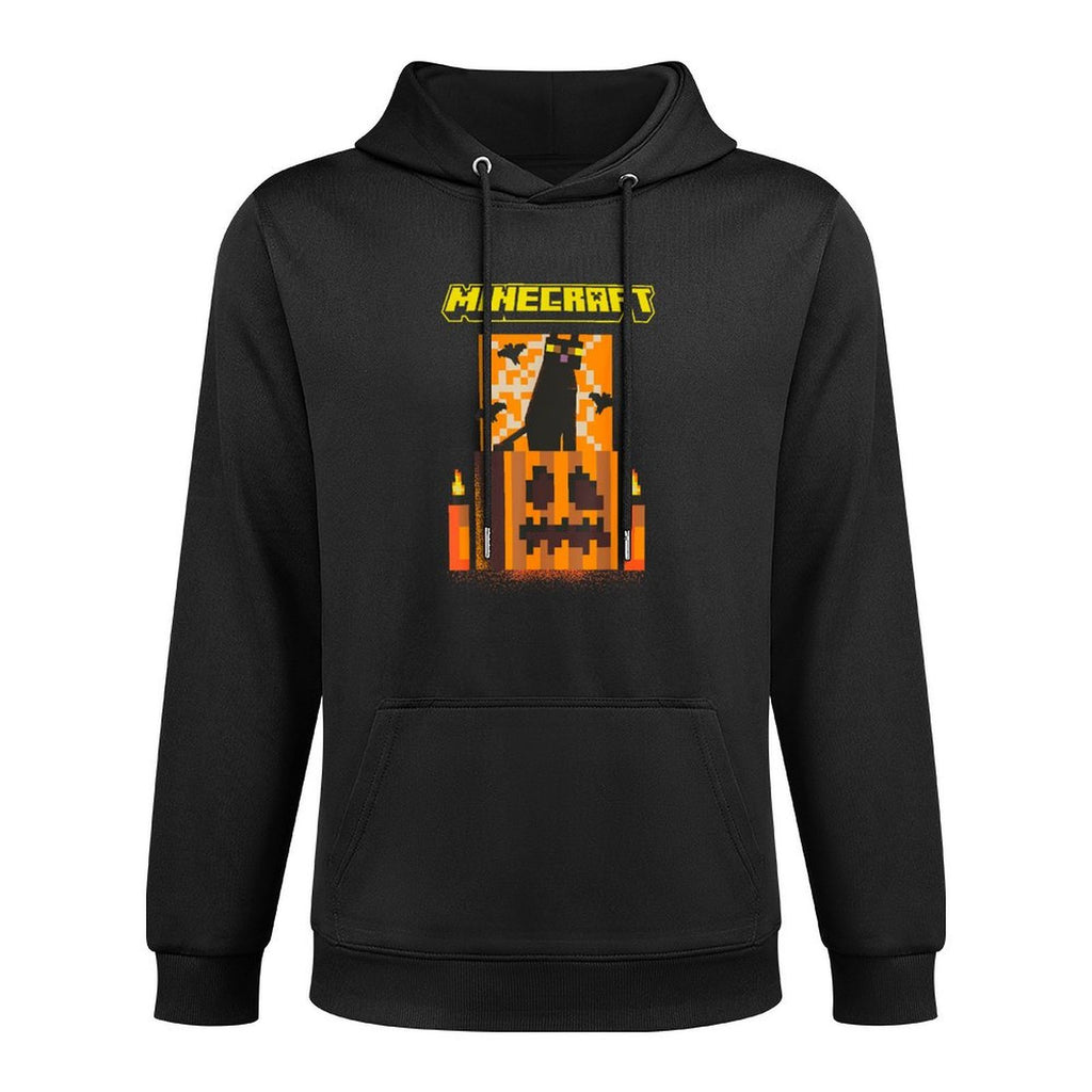 Minecraft Halloween Black Cat On Pumpkin Scene Pilling-Resistant Hoodie