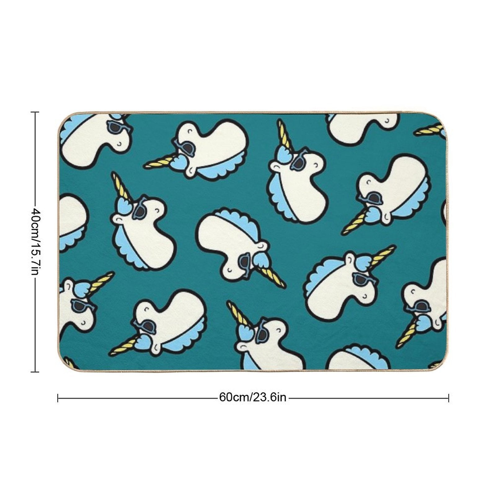 Unicorns Are Cool Pattern - Blue  Rapid-Drying Bath Mat