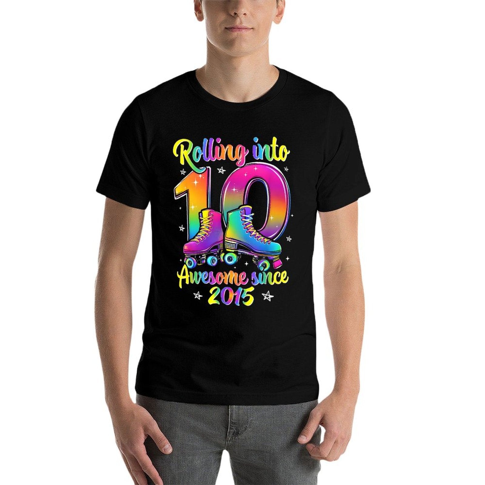 10th Birthday Girl 10 Year Old Roller Skate Skating Party  Slim-fit Cut T-Shirt