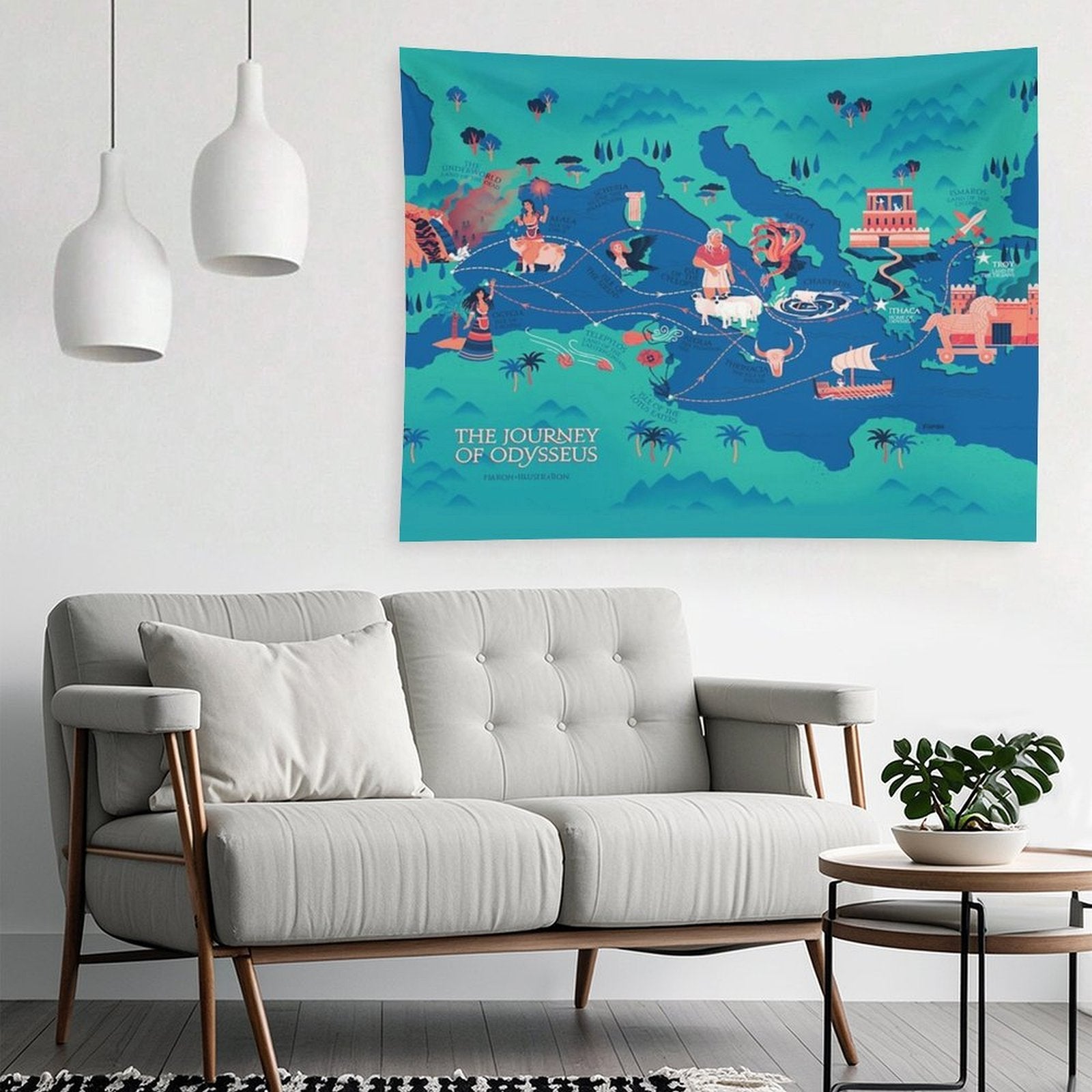 Odyssey Map - The Journey of Odysseus Tapestry