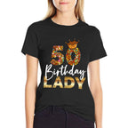 Womens 50th Birthday Lady for Her Fiftieth Bday Woman  Cotton T-Shirt