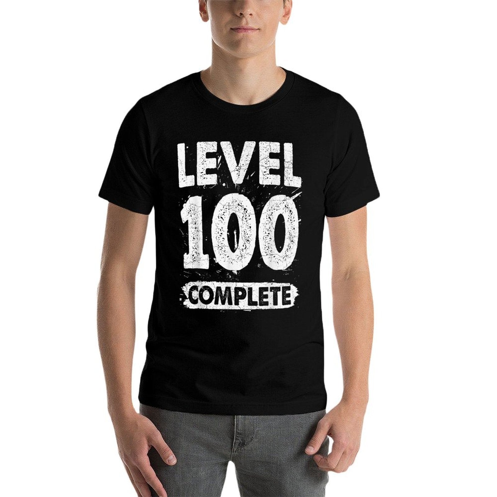 100th Birthday Gifts Level 100 Complete - Men's Unisex Adults Black Crew Neck Classic Fit - Small  Affordable Price T-Shirt