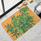 Ash-Tree, Floral Art Pastel Painting Green Yellow  Easy Maintenance Bath Mat