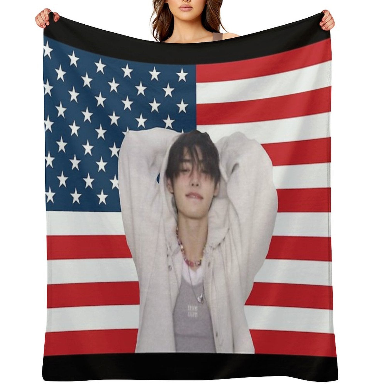 Park Sunghoon U.s American Flag Durable Throw Blanket