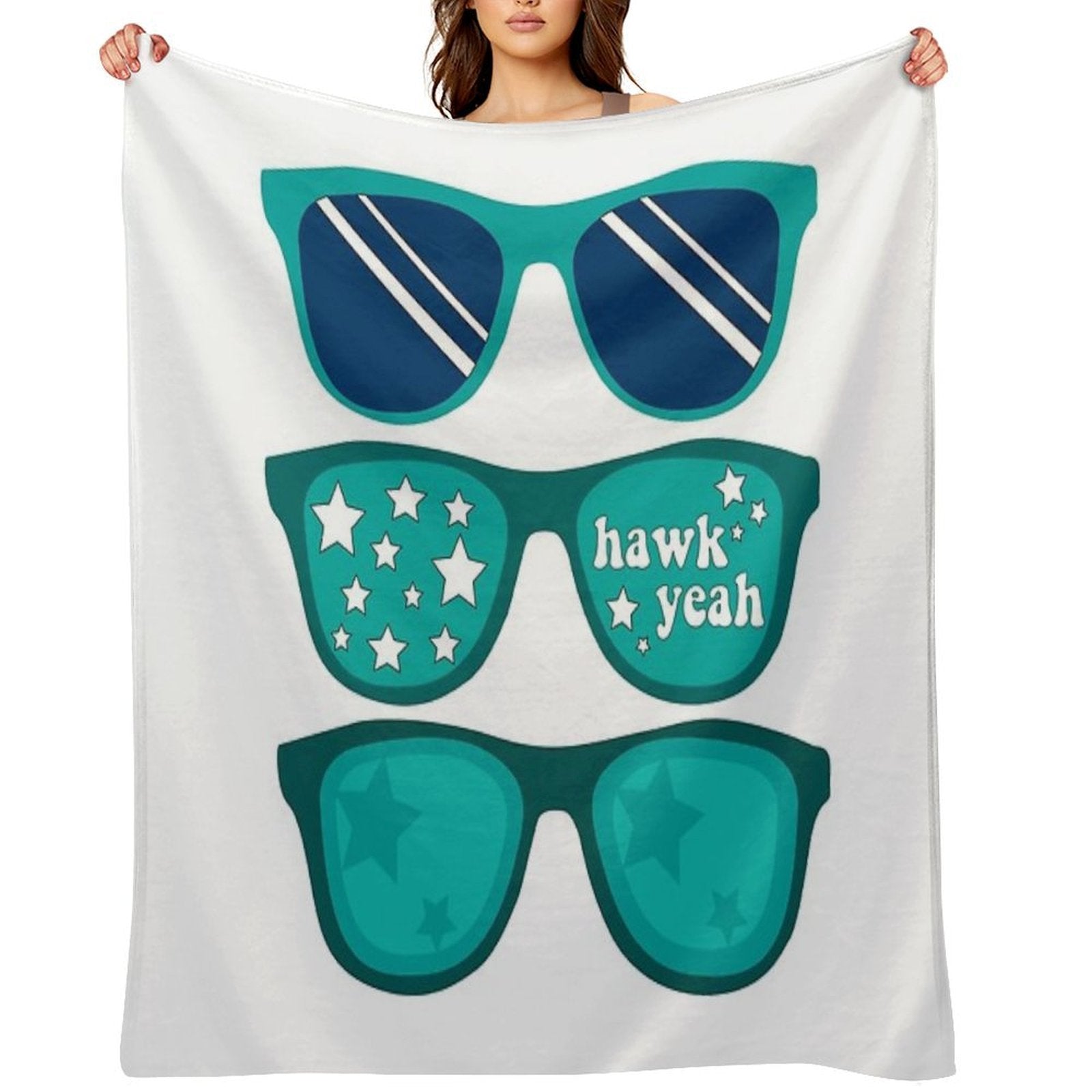 UNCW Hawk Yeah Triple Sunglasses Machine-washable Throw Blanket